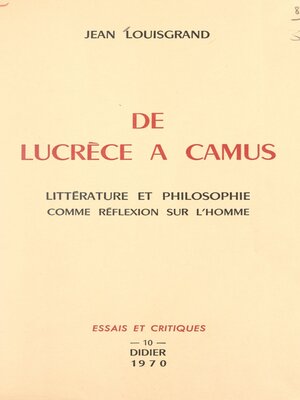 cover image of De Lucrèce à Camus